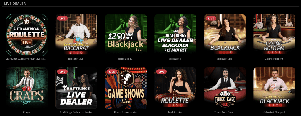 DraftKings Live Dealer Casino Games